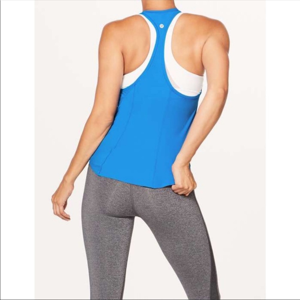 Lululemon Shine and Stride tank Amalfi blue top